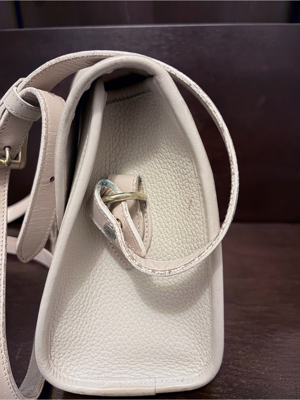 Dooney & Bourke Vintage Pebbled Leather Flap Crossbody in Cream - Picture 12 of 12